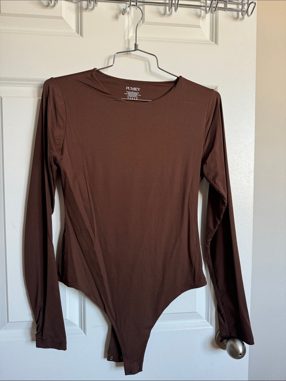 Women’s Long-Sleeve Brown Bodysuit